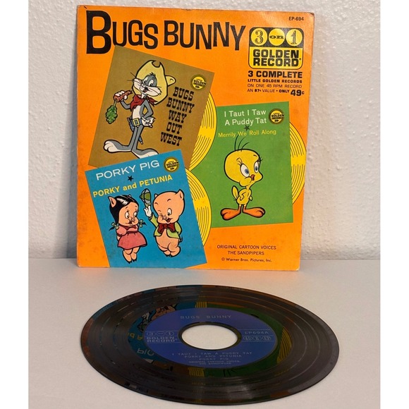Golden Record Other - Golden Record 45 RPM Vinyl Kids 7" Black Good Bugs Bunny Porky Pig EP694